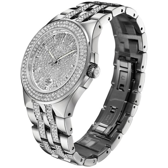 Bulova Phantom Mens Crystal BUL Quartz Silver Stainless Steel Watch - Picture 4 of 5